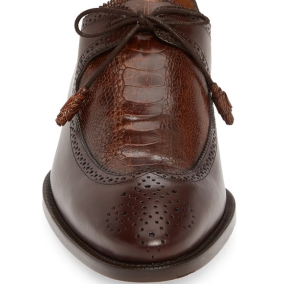 Mezlan-Albano Brown/Rugger Ostrich Wing Tip - Picture 6 of 8